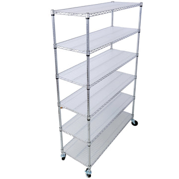6 Tier Metal Shelf Wire Shelving Heavy Duty Adjustable Storage Rack with Wheels Shelf Liners 84H x 48L x 20D