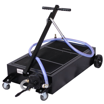 25-Gallon Low-Profile Gray Steel Oil Drain with Pump and Wheels