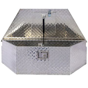39x165x118 inches Silver Aluminum Outdoor Tool Storage Box with Lock and Key