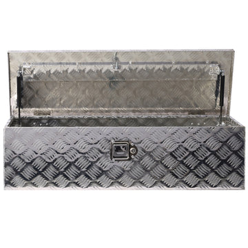 39 inches Silver Aluminum Outdoor Portable Tool Box with Lock and Key