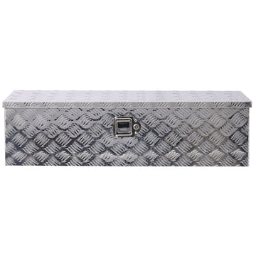 39 inches Silver Aluminum Outdoor Portable Tool Box with Lock and Key