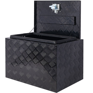 22x16x15 inches Black Aluminum Outdoor Tool Storage Box with Lock and Key