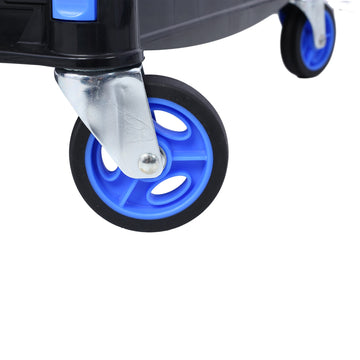 2 Tier Foldable Utility Blue Platform Truck 200lb Capacity With Storage Basket