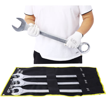 4 Piece SAE Combination Chrome Carbon Steel Wrench Set 3 8 to 3 4 Inches with Storage Bag