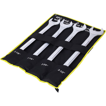 4 Piece SAE Combination Chrome Carbon Steel Wrench Set 3 8 to 3 4 Inches with Storage Bag