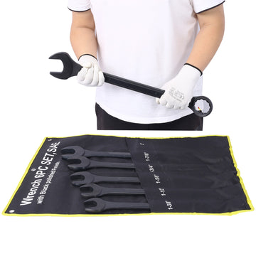 6 Piece SAE Combination Black Carbon Steel Wrench Set 1 3 8 to 2 Inches with Pouch