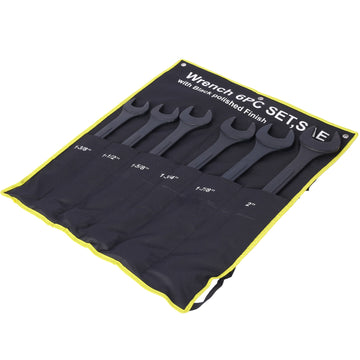 6 Piece SAE Combination Black Carbon Steel Wrench Set 1 3 8 to 2 Inches with Pouch