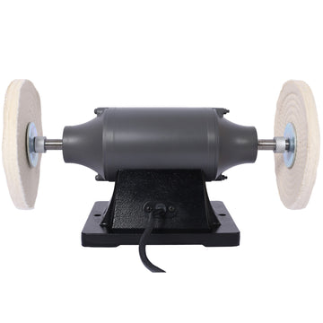 110V Gray Electric Polisher Bench Buffer Grinder with 4PCs 80Ply Thick Buffing Wheels for Metal Jewelry Wood