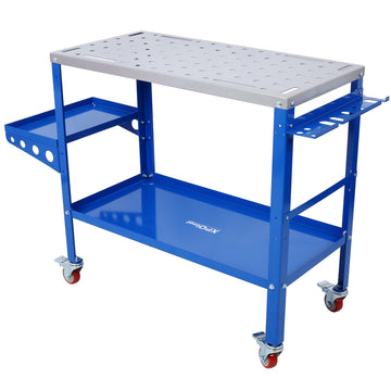 36x18 Inches Blue Steel Mobile Workbench Cabinet 1200lb Capacity With Braking Casters