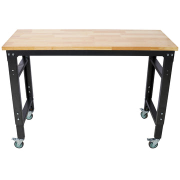 48 inch W x 20 inch L Rolling Black Metal Adjustable Workbenches for Garage