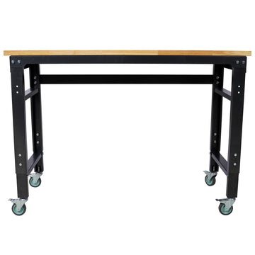48 inch W x 20 inch L Rolling Black Metal Adjustable Workbenches for Garage