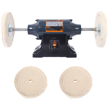 110V Electric Polisher Bench Buffer Grinder with 4PCs 80Ply Thick Buffing Wheels for Metal Jewelry Wood