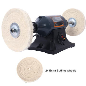 110V Electric Polisher Bench Buffer Grinder with 4PCs 80Ply Thick Buffing Wheels for Metal Jewelry Wood