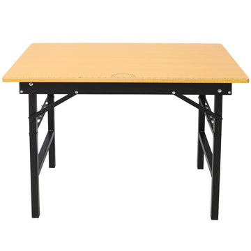 39 inch L x 23 inch W Portable Folding Black Workbench Table with Solid Wood Worktop