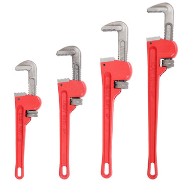 4Pcs 8&10&14&24 in. Straight Heavy Duty Adjustable Red Steel Pipe Wrench Sets