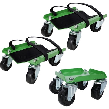3Pack 1500lb Capacity Steel Wheel Dolly Green V Track 2.5 Inch Swivel Wheels
