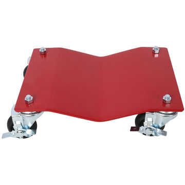 4Pack 6000lb Capacity Heavy Duty Wheel Dolly Red with Brakes Steel Tire Mover