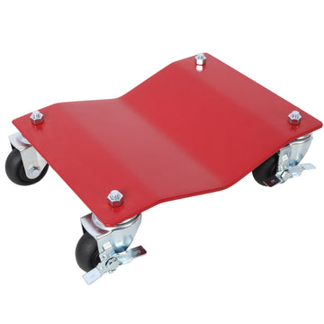 4Pack 6000lb Capacity Heavy Duty Wheel Dolly Red with Brakes Steel Tire Mover