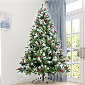 Artificial Christmas Tree Full Natural Spruce PVC Fir Tree 7.5ft Foldable Metal Stand Unlit Green