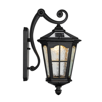 Black Solar Wall Light Amen Style Outdoor Wall Lamps Corridor Aisle Light IP65 Waterproof Wall Sconce Villa Garden Outdoor Patio Balcony Gate Post Light 3000K-6000K