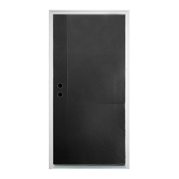36x80 Fiberglass Entry Door Black 2-Lite Frosted Glass Right Hand Inswing Easy Install LVL Stile