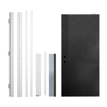 36x80 Fiberglass Entry Door Black 2-Lite Frosted Glass Right Hand Inswing Easy Install LVL Stile