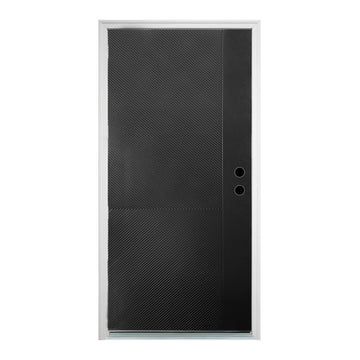 36x80 Fiberglass Entry Door Black 1-Lite Frosted Glass Left Hand Inswing Durable Construction LVL Stile