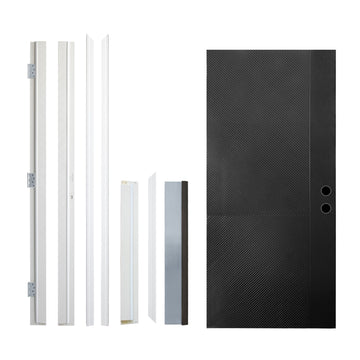 36x80 Fiberglass Entry Door Black 1-Lite Frosted Glass Left Hand Inswing Durable Construction LVL Stile