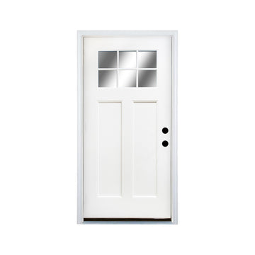 36x80 Fiberglass Entry Door White 3-Lite Frosted Glass Right Hand Inswing New Packaging LVL Stile