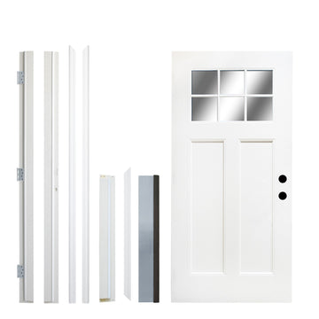 36x80 Fiberglass Entry Door White 3-Lite Frosted Glass Right Hand Inswing New Packaging LVL Stile