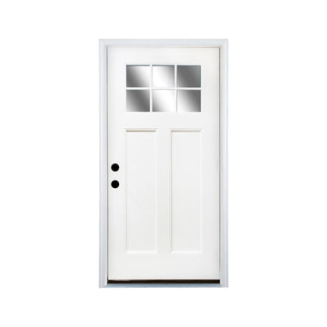 36x80 Fiberglass Entry Door White 4-Lite Frosted Glass Left Hand Inswing New Packaging LVL Stile