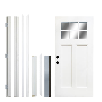 36x80 Fiberglass Entry Door White 4-Lite Frosted Glass Left Hand Inswing New Packaging LVL Stile