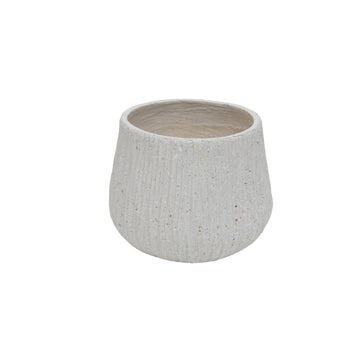 11 Inch Round Magnesium Oxide Planter  Cement Texture Flower Pot with Drainage Hole