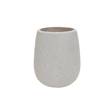 13.4 Inch Round Magnesium Oxide Planter  Tall Cement Texture Plant Pot with Drainage Hole