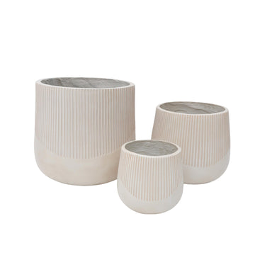 3  Piece Round Magnesium Oxide Planter Set  Flower Pots with Drainage Holes