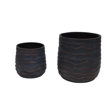 2  Piece Round Magnesium Oxide Planter Set  Lightweight Concrete Look with Drainage Holes