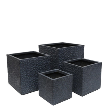 4  Piece Magnesium Oxide Planter Set  Square Grey Flower Pots with Drainage Holes