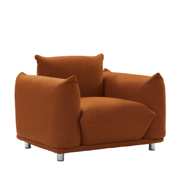 Accent Chair Cotton Linen Single Sofa 42-inch W Accent Chair for Bedroom Living room Apartment, Rust Red