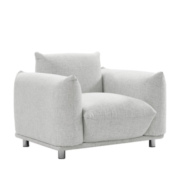 Fabric Accent Cotton Linen Chair Single Sofa 42-inch W Accent Chair for Bedroom Living room Apartment, Light Grey