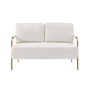 Small Sofa Seater Pet Friendly Fabric Upholstered Loveseat 2-seater Couch with Removable Back Cushion and Metal Leg,  Modern Couches for Small Spaces Living Room, Bedroom, Apartment, Beige