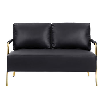 Small Sofa Seater Pet Friendly Fabric Upholstered Loveseat 2-seater Couch with Removable Back Cushion and Metal Leg,  Modern Couches for Small Spaces Living Room, Bedroom, Apartment, Black