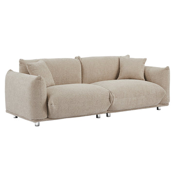 Oversized Loveseat Sofa for Living Room, Sherpa Sofa with Metal Legs, Solid Wood Frame Couch with 2 Pillows, for Apartment Office Living Room - Camel