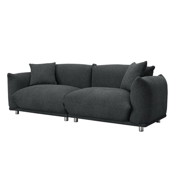 Oversized Loveseat Sofa for Living Room, Sherpa Sofa with Metal Legs,Solid Wood Frame Couch with 2 Pillows, for Apartment Office Living Room - Black