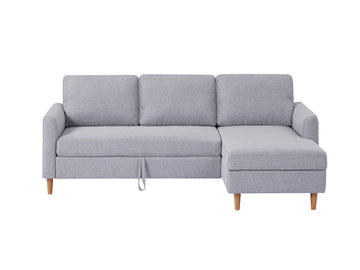 Adjustable L-Shaped Sofa Bed With Chaise Light Grey, Upholstered Fabric Sleeper Sectional Sofa with Chaise Modern Craftsmanship Fashion Sofa Set, Apartment Living Room Sofa with for Small Space