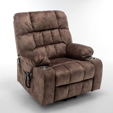 High Density Foam Lift Sofa With Heat And Massage With 2 Pockets 2 Cup Holder 2 Remote 2 OKIN Motor