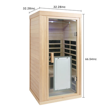 One Person Indoor Far Infrared Sauna Room with Hemlock Panels and LCD Control