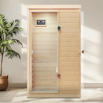 One Person Indoor Infrared Sauna with Left-Side Door and Bluetooth Speaker
