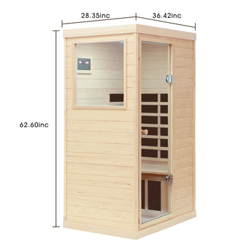 One Person Indoor Infrared Sauna with Left-Side Door and Bluetooth Speaker