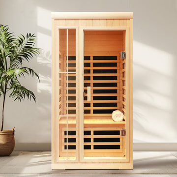 One Person Infrared Hemlock Sauna with APP and LED Color Light Control