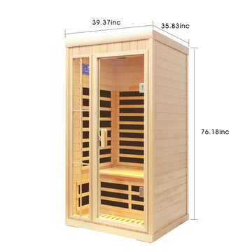 One Person Infrared Hemlock Sauna with APP and LED Color Light Control